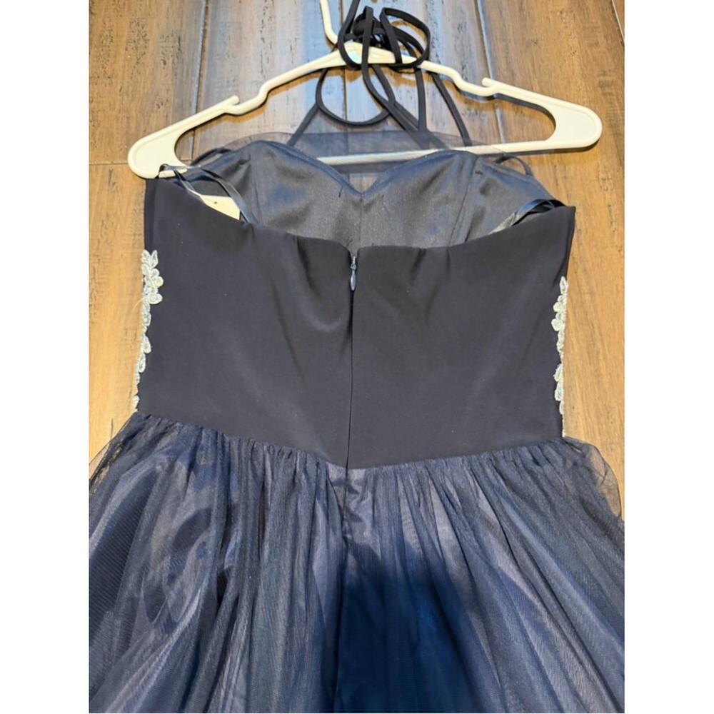 Navy Ball Gown Prom Dress with White Lace Waist NWT Size 1 - Picture 7 of 9